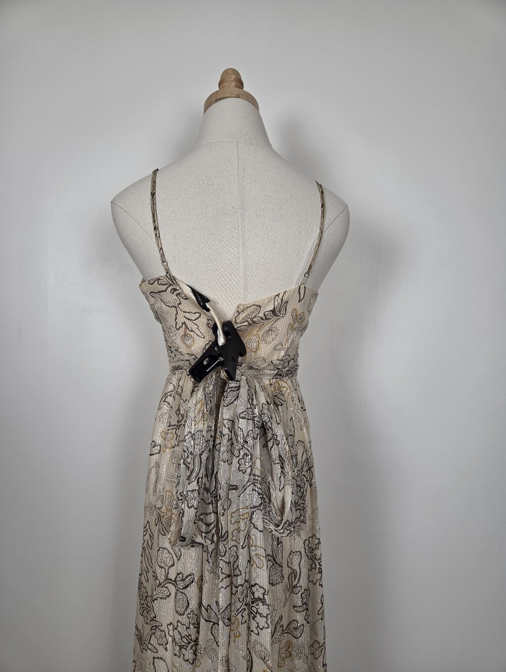 BCBG Silk Floral Midi Dress Sie 6 Formal Beige Cream (c1) - Picture 8 of 12